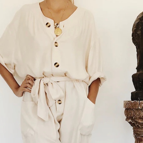 Vetiver Pants - Vetiver Avalon Boiler Jumpsuit in tan. Size Small - excellent condition!